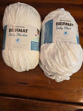 Yarn Chenille Lot of 2 Bernat Baby Blanket #6 White 04005 Lot 2024-06-57 21 oz.